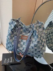 バッグ レディース ショルダーバッグ ファッショナブルなストライプハンドバッグ - 大容量の女性用ショルダーバッグ - 日常使いのジッパートートバッグ - ミニマリストのチェーンショルダートートバッグ (ティーンガ