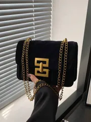 バッグ レディース ショルダーバッグ ベロア 質感 ビンテージ スクエアショルダーバッグ、無地エレガントチェーンバッグ、レディース クラシックハンドバッグウォレット