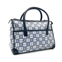 ■良品■GIVENCHY ジバンシィ　4Gロゴモノグラム総柄　ミニボストンバッグ　コーティングキャンバス×レザー　ブルー系×ホワイト　スペイン製　80〜90年代ヴィンテージ　Y2K レディース　メンズ　ユニセックスのサムネイル