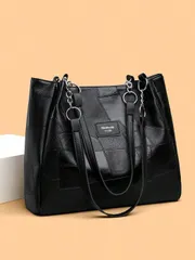 バッグ レディース トートバッグ 新作カジュアルPUレザー大容量ハンドバッグ、レディースファッション無地ジッパーショルダーバッグ、レディートートバッグ、学校、大学、様々なシーンに適しています