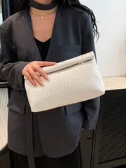 バッグ レディース クラッチバッグ ファッショナブルな無地ハンドバッグ、PU素材大容量フラップ磁石開閉スクエアバッグ、ワニ柄レディースバッグ、マルチユース パーティー イブニングバッグ、女性の旅行とショッピングに適