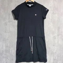 チャンピオン ゴルフ ワンピース 黒 M モックネック 半袖 Champion GOLF ロゴ プリント ウェア レディース スポーツ ウェア ドローコード調整可能 春 夏 秋 ゴルフ女子 インナーパンツなし CW-VG301 ブラック ひざ丈 刺繍 おしゃれ