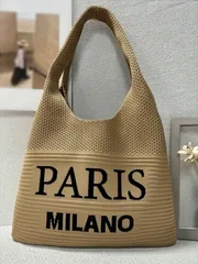 バッグ レディース トートバッグ パリ&ミラノクロシェ ハンドバッグ レトロスタイル レター 中空 バッグ ニットバッグ レディースショルダーバッグ ビーチバッグ 大容量 ショッピングや旅行に日常使いできます