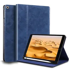 【新品】 Gexmil ケース iPad 10.2 インチ,9/8/7世代通用 (2021/2020/2019) 高級レザー製 ペン収納,衝撃防止 保護ケース 耐衝撃性 軽量 防指紋,オートスリープ/ウェイク,ブルー 1