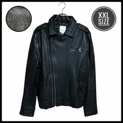 希少XXL 定価10万超 ディーゼル 羊革 DIESEL ダブルライダースジャケット レザージャケット バックロゴ スタッズ 3L