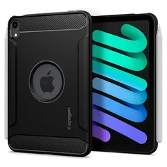 【新品】 Spigen iPad mini 7/6 ケース カバー 米軍MIL規格取得 耐衝撃 スリム すり傷 防止 TPU 指紋防止 滑り止め アイパッド ミニ 7/6 ラギッド・アーマー ACS03764 (ブラック) 1のサムネイル