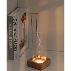 【新品】 DICK DOCK LEDアロマランプ 桜デザインインテリアライト 香り調節可能 多用途デザイン ガラス製 モダンな癒しの光 おしゃれな家居用ライト お香立て, 線香立て, 香炉, 灰がこぼれない 「Type-C充電ポート」(透明ガラス) 0