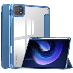 新品 Xiaomi Pad 6 ケース 背面透明 クリア スマートペン 収納 オートスリープ 3つ折りスタンド Android シャオミ Pad6 タブレット カバー 透明 耐衝撃 軽量ブルーのサムネイル