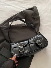 バッグ レディース ショルダーバッグ 新作 ダブルポケット装飾ハンドバッグ トートショルダーバッグ、パーティー、お出かけ、旅行、ショッピング、日常使いに適しています。コイン、携帯電話などを収納できます。ホワイトカラ