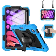 【新品】 「内蔵スクリーンプロテクター」Doo iPad mini(A17 Pro) ケース 2024 8.3インチ iPad mini 6 ケース 耐衝撃 Pencil 収納可能 360度回転スタンド 片手持ち ストラップ ハンド持ちバンド 掛けひも付き 1