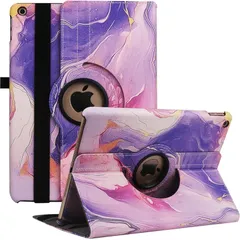 【新品】 iPad 9世代 ケース 10.2インチ ipad ケース 第7/8/9世代通用(2021/2020/2019モデル) 軽量 手帳型 360度回転スタンド オートスリープ機能 3段階調節可能 固定バンド 脱落防止耐衝撃 耐久性 (紫色の流砂です) 1