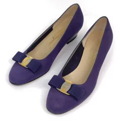 Salvatore Ferragamo フェラガモ パンプス 7.5C ヌバック ヴァラ パープル ローファー