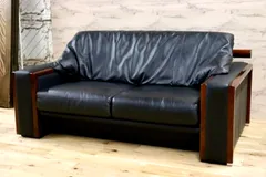 GMFK575A○MORISHIGE / モリシゲ プレステージ 2人掛けソファ ラブソファ 長椅子 黒総革 IDC大塚家具 最高級 応接のサムネイル