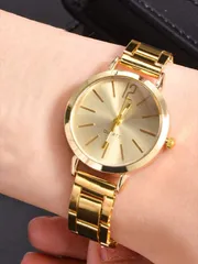 腕時計 レディース クォーツ 1個 ローマンデザイン グラデーション スチールバンド レディース腕時計、学生へのお返しギフトに最適