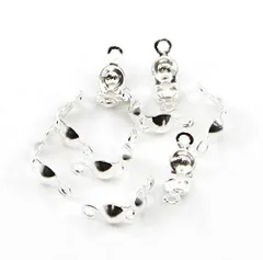【BEAUTY PLAYER】ボールチップ カシメ玉（つぶし玉） 付き 約8mm 玉約2mm ヒモ留め 約200組 ハンドメイド アクセサリー パーツ ビーズ 手芸材料 バレンタイン ジュエリー DIY用 (シルバー)