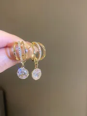 ジュエリー レディース イヤーアクセサリー   キュービックジルコニア ラウンドドロップピアス