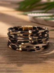 ジュエリー レディース ブレスレット 1個 ボヘミアン ウエスタン カントリー レオパード柄 重ね付けブレスレット、女性の日常着、パーティー、音楽フェスに適しています