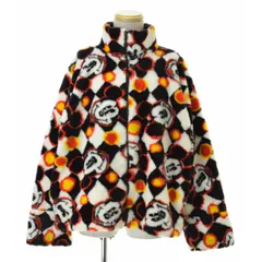 【DISNEYVINTAGE】80s〜ダイヤ柄ミッキーボア ジップアップフリースジャケット