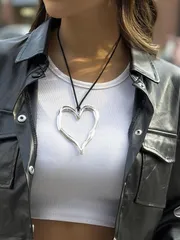 ジュエリー レディース ネックレス 1個 ファッショナブル ジンクアロイ ハート チャーム ネックレス、女性用、日常的な装飾、バレンタイン、母の日、プレゼント向け