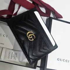 グッチ マーモント カードウォレット ブラック ゴールド ロゴ グッチ 番号 443127