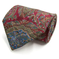 クリスチャンディオール ブランド ネクタイ 総柄 ペイズリー 花柄 幾何学模様 シルク PO メンズ ワインレッド Christian Dior 【中古】