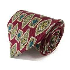 バーバリーズ ブランド ネクタイ 総柄 小紋柄 ダイヤ柄 シルク PO メンズ ワインレッド Burberrys 【中古】