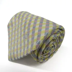 ダンヒル ブランド ネクタイ ロゴ チェック柄 格子柄 シルク PO メンズ ベージュ Dunhill 【中古】