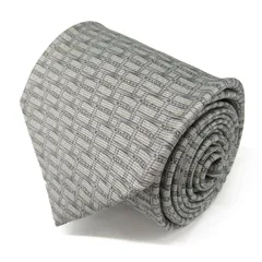 ブルガリ ブランド ネクタイ セッテピエゲ ロゴ 格子柄 シルク イタリア製 PO メンズ グレー BVLGARI 【中古】