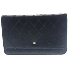 CHANEL (シャネル) ココマーク チェーンウォレット ショルダーバッグ サテン レザー ブラック