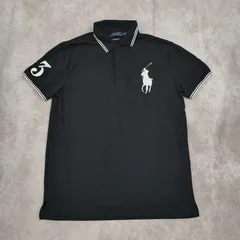 POLO RALPHLAUREN ビッグポニー　ナンバリング　ポロシャツ　ジップ仕様　M  　CUSTOM SLIM FIT ブラック　ポロ ラルフローレン　【0315】