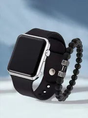 腕時計 レディース セット 学生向け 小物2点セット - 1個 シンプルデザイン電子腕時計 & 1個ビーズブレスレット