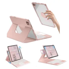 新品 360度回転式 iPad Pro 11（M4）2024 キーボードケース タッチパッド搭載 iPad Pro 11 第 6世代 ケース 丸型キー ペン収納 横/縦置き対応 マグネット 分離式 磁気 取り外し可能 透明背面カバー 脱着式 Bluetooth