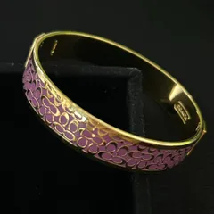 【良品】COACH コーチ バングル ブレスレット パープル ゴールド シグネチャー 260404001