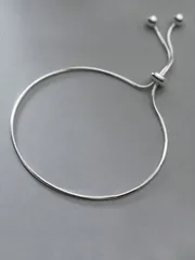 ジュエリー レディース ブレスレット 女性用 925スターリングシルバー の スネークボーンブレスレット 真っ光りビーズ 調節可能