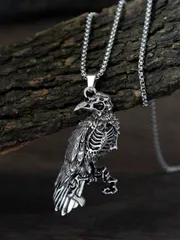 ジュエリー メンズ ネックレス 1個 ヴィンテージ カラス 頭蓋骨 ペンダントネックレス、彼/彼女への特別なギフト