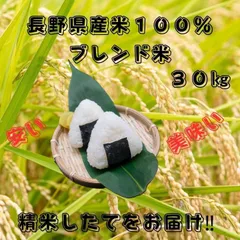 長野県産米100％ブレンド米３０キロ（１０キロ×３袋）　精米したてをお届け‼ 長野の厳しい寒さと温かい陽光が育てたNAGANO 100のサムネイル