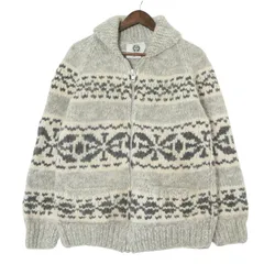70年代 カナダ製 LONGHOUSE ウール カウチンニットセーター ヴィンテージ ノルディック柄 (メンズ L) 中古 古着 A1456のサムネイル