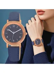 腕時計 レディース クォーツ 1個 レディースファッショナブル クォーツ腕時計、PU レザーバンド、丸型文字盤、日常着用