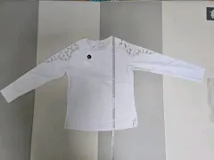 レディース服 新品) レース袖 基本フィット 長袖 Tシャツ カラー：ホワイト1/グレー1