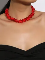 ジュエリー レディース ネックレス 新作 手作りアクリルハートペンダントネックレス レディース用 バレンタイン レッド