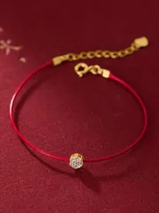 ジュエリー レディース ブレスレット 1個 エレガントなS925スターリングシルバー レッドハンドロープ編み込み マイクロインレイジルコニアブレスレット、女性へのギフト、女の子/女性/彼女/母親へのパーティー、デー