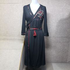 OZZ ONESTE 同柄ベルト付き和風刺繍カシュクールワンピース - メルカリ