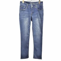 【新品】[印象N] SASSON サッソン パンツ / ジーンズ レディース L ブルー 青 綿など 牛革パッチ ジップフライ スキニー ソフトデニム 内側が微起毛 USED加工 ストレートのサムネイル