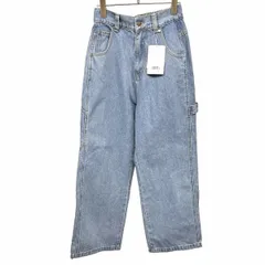 【新品】ジャバ Java ワイド デニム ペインターパンツ ジーンズ ジーパン ウエストゴム 綿×レーヨン M ブルー 青 レディース