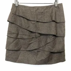 【新品】スコットクラブ SCOT CLUB ティアードラメスカート 裏地付き グレンチェック ひざ上丈 M ダークブラウン系 茶色 レディース 女性