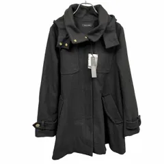 【新品】[印象N] SCOT CLUB スコットクラブ コート レディース 9号 M ブラック 黒 ポリ×ウール フライフロント スナップボタン×ジップアップ 総裏地 内ポケット無し 少し薄手 メルトン系 フード脱着可 無地 長袖のサムネイル