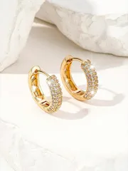 ジュエリー レディース イヤーアクセサリー  女性用 カッパー素材 ラインストーン付き イヤリング トレンドデザイン