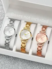 腕時計 レディース セット 3個セット 学生への贈り物 ファッション シンプル スチールバンド クォーツ腕時計 小さな文字盤