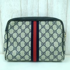 グッチ GUCCI シェリーライン GGキャンバス ポーチ ネイビー - メルカリ