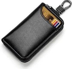 キーケース カード入れ メンズ 本革 ブラック スマートキーケース カラビナ付き